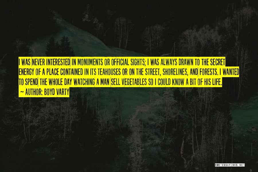 Boyd Varty Quotes: I Was Never Interested In Monuments Or Official Sights; I Was Always Drawn To The Secret Energy Of A Place
