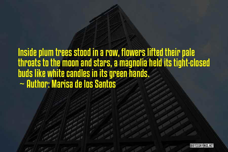 Marisa De Los Santos Quotes: Inside Plum Trees Stood In A Row, Flowers Lifted Their Pale Throats To The Moon And Stars, A Magnolia Held