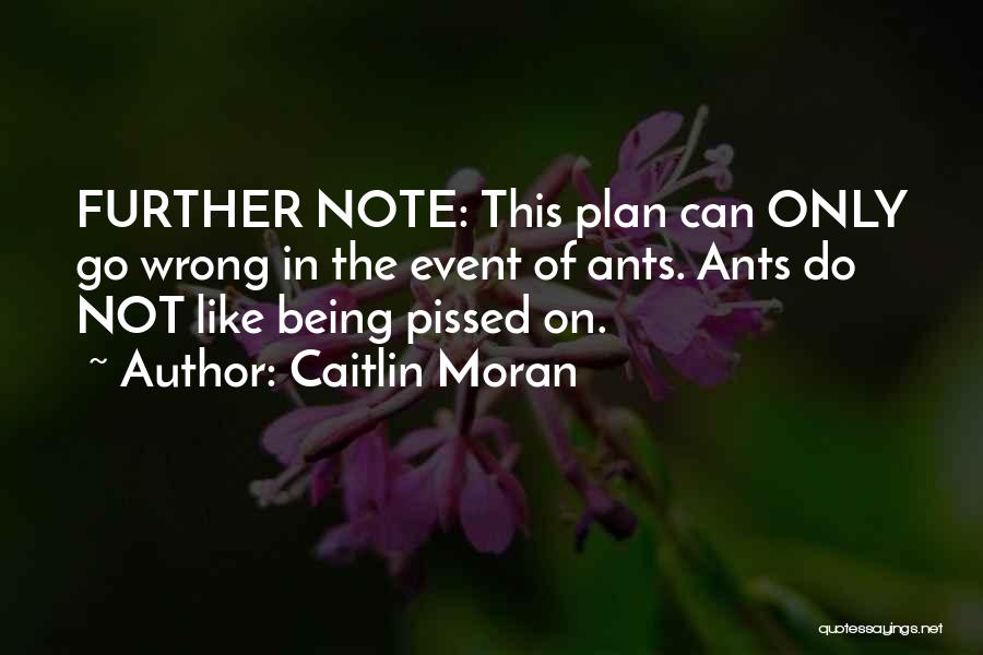 Caitlin Moran Quotes: Further Note: This Plan Can Only Go Wrong In The Event Of Ants. Ants Do Not Like Being Pissed On.