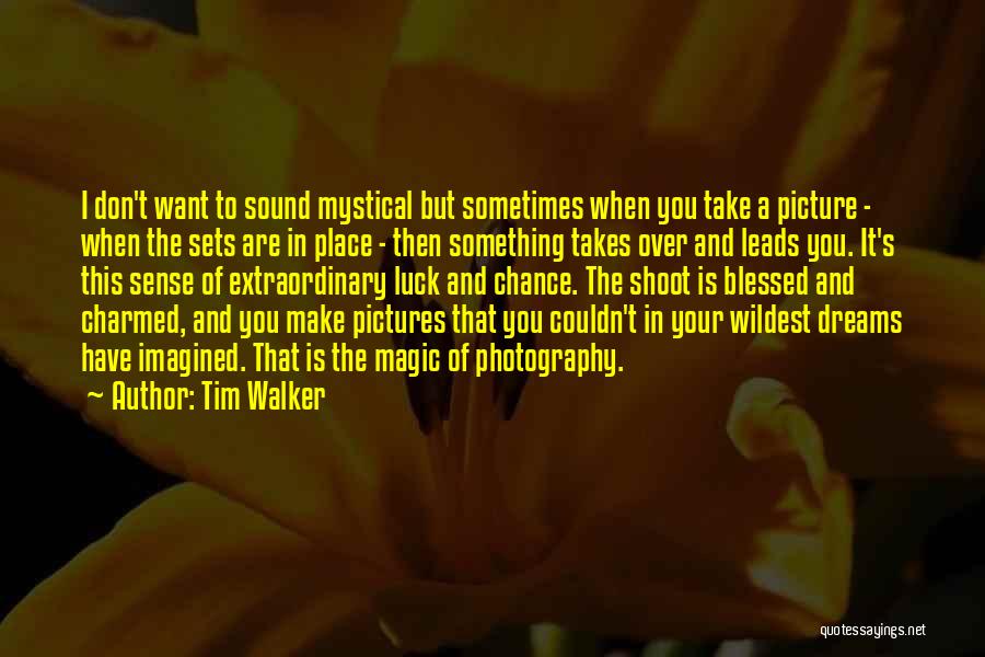 Tim Walker Quotes: I Don't Want To Sound Mystical But Sometimes When You Take A Picture - When The Sets Are In Place