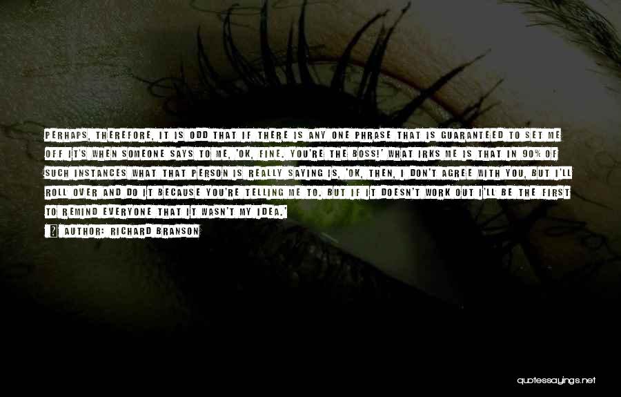 Richard Branson Quotes: Perhaps, Therefore, It Is Odd That If There Is Any One Phrase That Is Guaranteed To Set Me Off It's