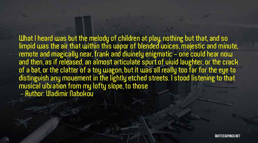 Vladimir Nabokov Quotes: What I Heard Was But The Melody Of Children At Play, Nothing But That, And So Limpid Was The Air