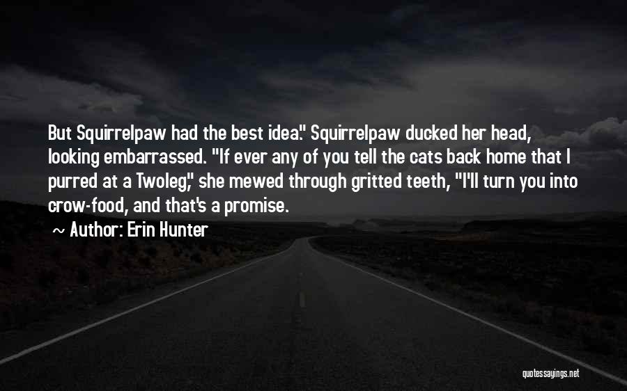 Erin Hunter Quotes: But Squirrelpaw Had The Best Idea. Squirrelpaw Ducked Her Head, Looking Embarrassed. If Ever Any Of You Tell The Cats