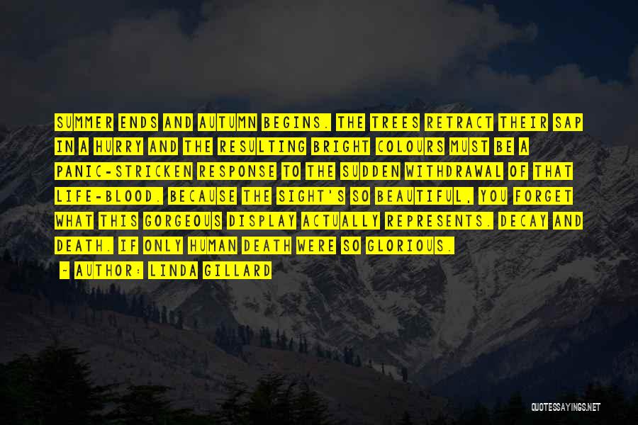 Linda Gillard Quotes: Summer Ends And Autumn Begins. The Trees Retract Their Sap In A Hurry And The Resulting Bright Colours Must Be