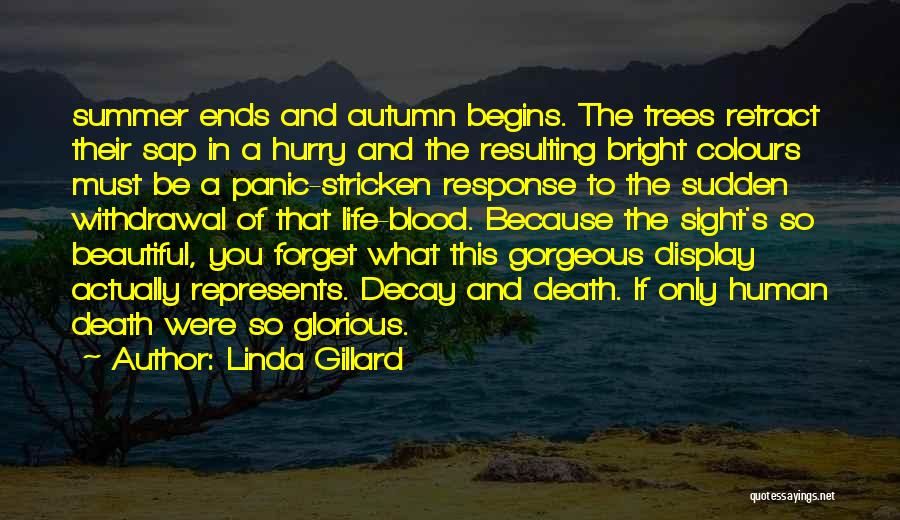 Linda Gillard Quotes: Summer Ends And Autumn Begins. The Trees Retract Their Sap In A Hurry And The Resulting Bright Colours Must Be