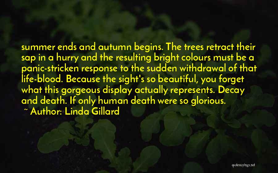 Linda Gillard Quotes: Summer Ends And Autumn Begins. The Trees Retract Their Sap In A Hurry And The Resulting Bright Colours Must Be