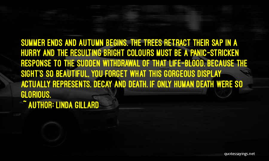 Linda Gillard Quotes: Summer Ends And Autumn Begins. The Trees Retract Their Sap In A Hurry And The Resulting Bright Colours Must Be