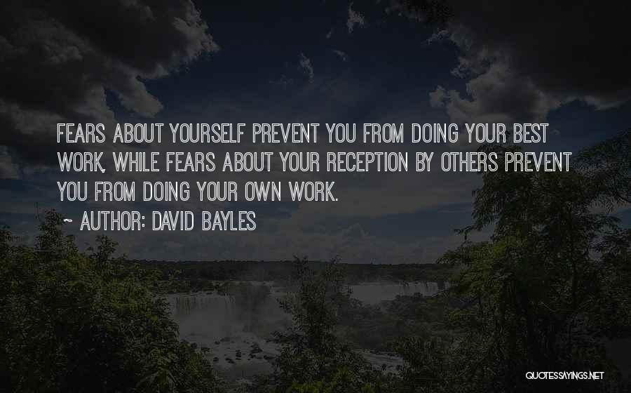 David Bayles Quotes: Fears About Yourself Prevent You From Doing Your Best Work, While Fears About Your Reception By Others Prevent You From