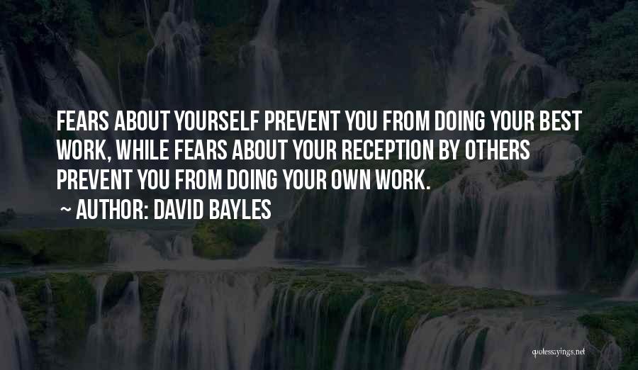 David Bayles Quotes: Fears About Yourself Prevent You From Doing Your Best Work, While Fears About Your Reception By Others Prevent You From