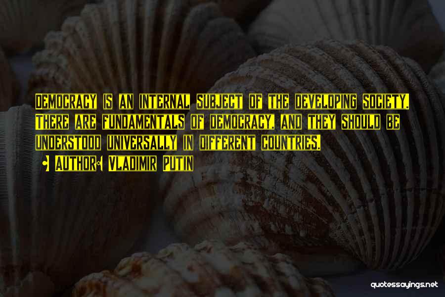 Vladimir Putin Quotes: Democracy Is An Internal Subject Of The Developing Society. There Are Fundamentals Of Democracy, And They Should Be Understood Universally