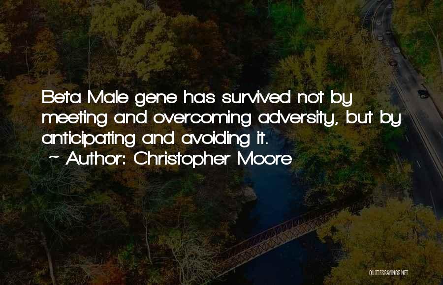 Christopher Moore Quotes: Beta Male Gene Has Survived Not By Meeting And Overcoming Adversity, But By Anticipating And Avoiding It.