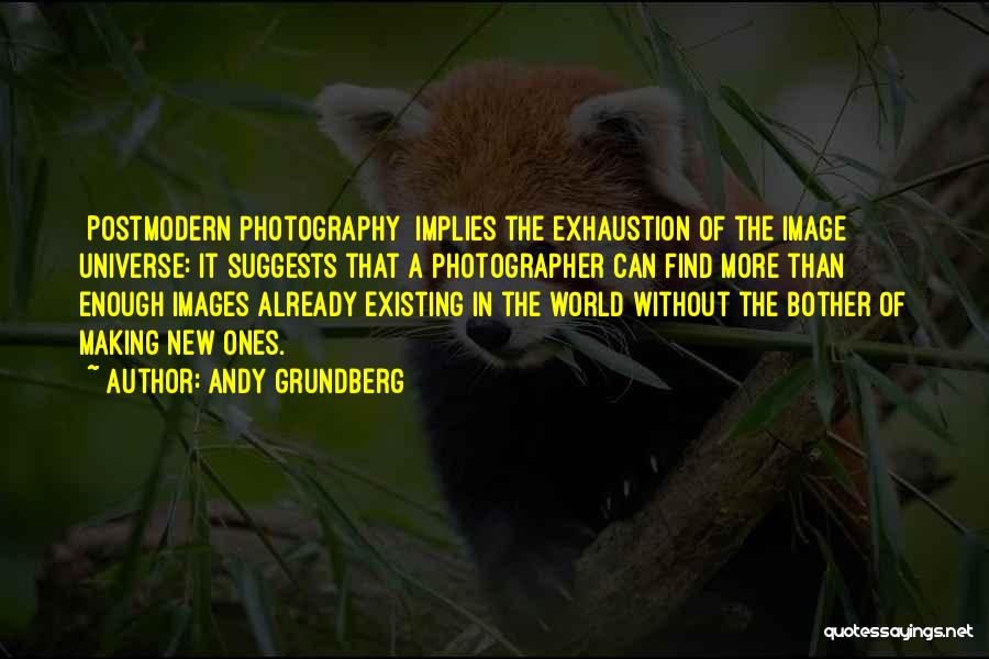 Andy Grundberg Quotes: [postmodern Photography] Implies The Exhaustion Of The Image Universe: It Suggests That A Photographer Can Find More Than Enough Images