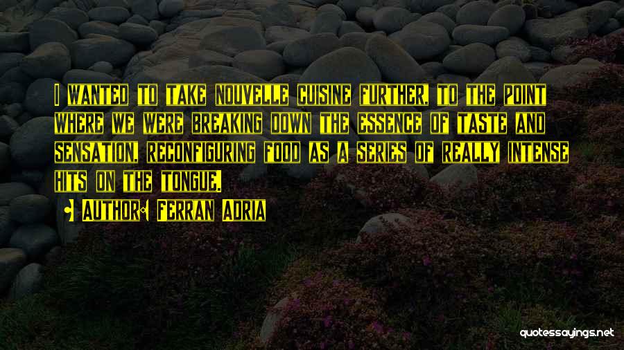 Ferran Adria Quotes: I Wanted To Take Nouvelle Cuisine Further, To The Point Where We Were Breaking Down The Essence Of Taste And