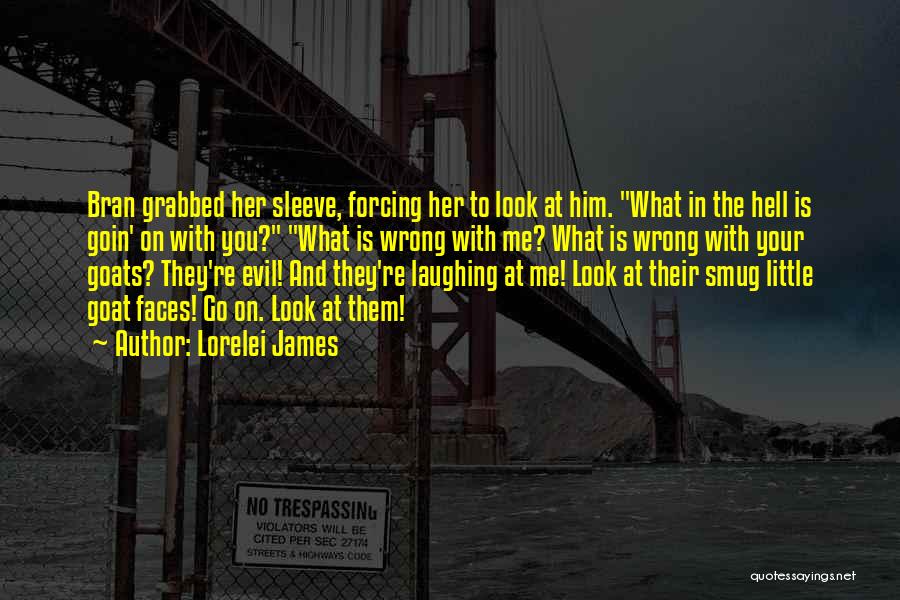 Lorelei James Quotes: Bran Grabbed Her Sleeve, Forcing Her To Look At Him. What In The Hell Is Goin' On With You? What