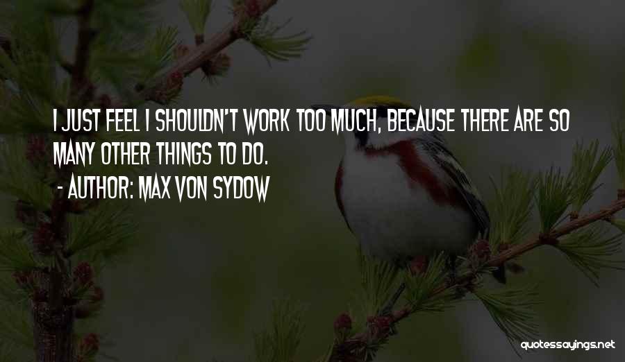 Max Von Sydow Quotes: I Just Feel I Shouldn't Work Too Much, Because There Are So Many Other Things To Do.