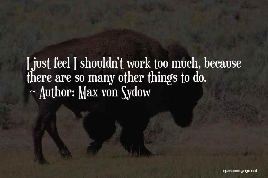 Max Von Sydow Quotes: I Just Feel I Shouldn't Work Too Much, Because There Are So Many Other Things To Do.