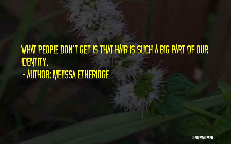 Melissa Etheridge Quotes: What People Don't Get Is That Hair Is Such A Big Part Of Our Identity.