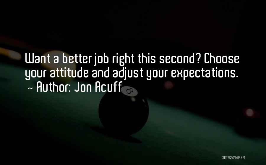 Jon Acuff Quotes: Want A Better Job Right This Second? Choose Your Attitude And Adjust Your Expectations.