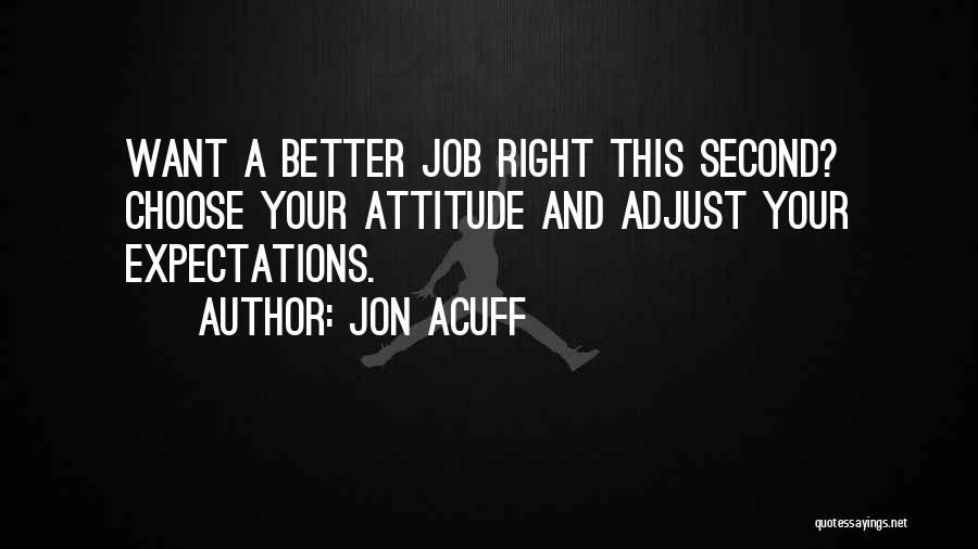 Jon Acuff Quotes: Want A Better Job Right This Second? Choose Your Attitude And Adjust Your Expectations.