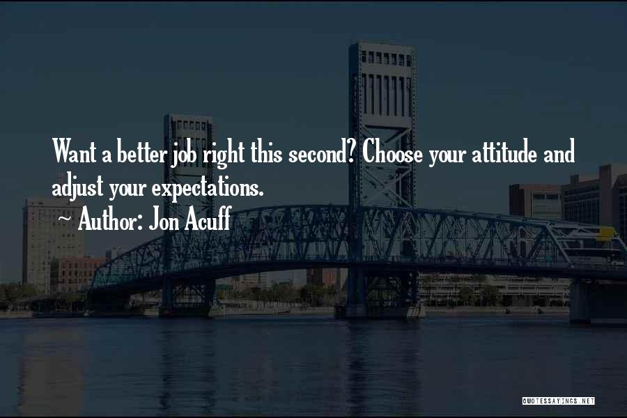 Jon Acuff Quotes: Want A Better Job Right This Second? Choose Your Attitude And Adjust Your Expectations.