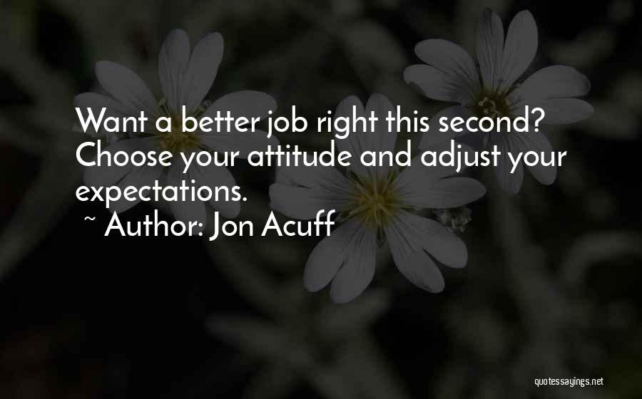 Jon Acuff Quotes: Want A Better Job Right This Second? Choose Your Attitude And Adjust Your Expectations.