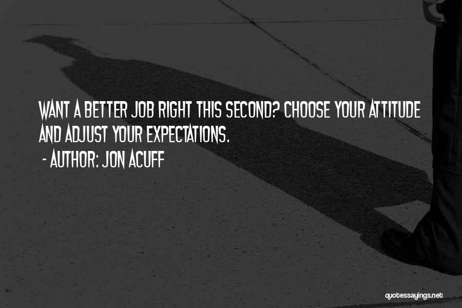 Jon Acuff Quotes: Want A Better Job Right This Second? Choose Your Attitude And Adjust Your Expectations.