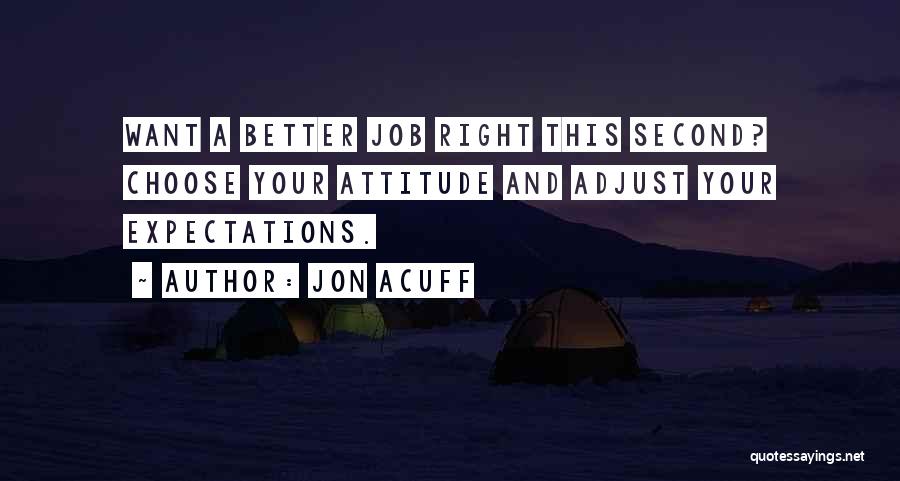 Jon Acuff Quotes: Want A Better Job Right This Second? Choose Your Attitude And Adjust Your Expectations.