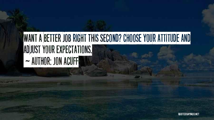 Jon Acuff Quotes: Want A Better Job Right This Second? Choose Your Attitude And Adjust Your Expectations.