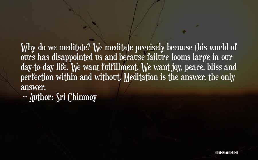 Sri Chinmoy Quotes: Why Do We Meditate? We Meditate Precisely Because This World Of Ours Has Disappointed Us And Because Failure Looms Large