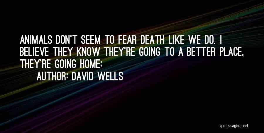 David Wells Quotes: Animals Don't Seem To Fear Death Like We Do. I Believe They Know They're Going To A Better Place, They're