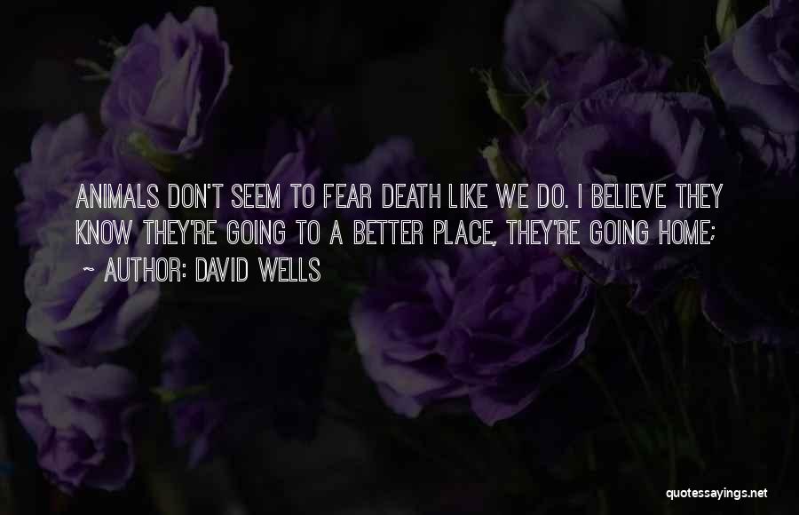 David Wells Quotes: Animals Don't Seem To Fear Death Like We Do. I Believe They Know They're Going To A Better Place, They're