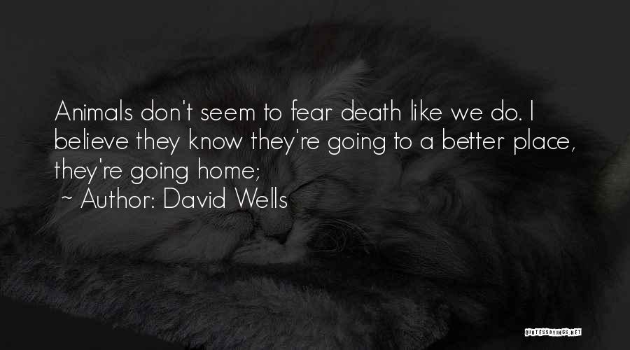 David Wells Quotes: Animals Don't Seem To Fear Death Like We Do. I Believe They Know They're Going To A Better Place, They're