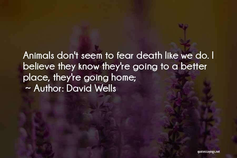 David Wells Quotes: Animals Don't Seem To Fear Death Like We Do. I Believe They Know They're Going To A Better Place, They're