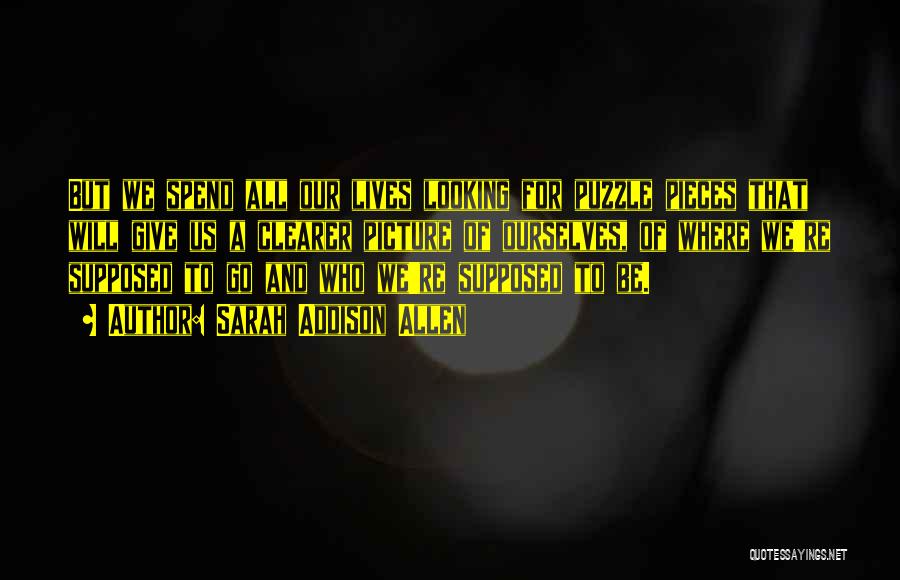 Sarah Addison Allen Quotes: But We Spend All Our Lives Looking For Puzzle Pieces That Will Give Us A Clearer Picture Of Ourselves, Of