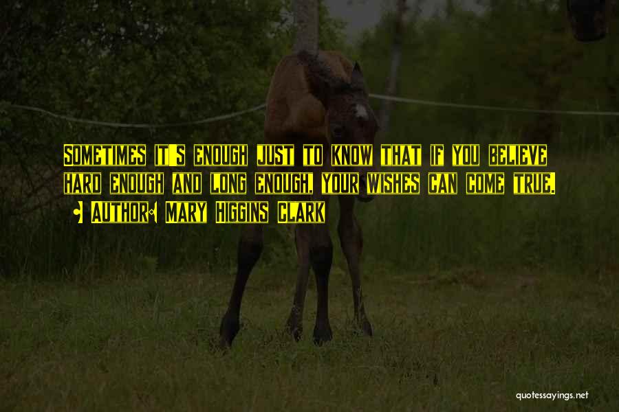 Mary Higgins Clark Quotes: Sometimes It's Enough Just To Know That If You Believe Hard Enough And Long Enough, Your Wishes Can Come True.