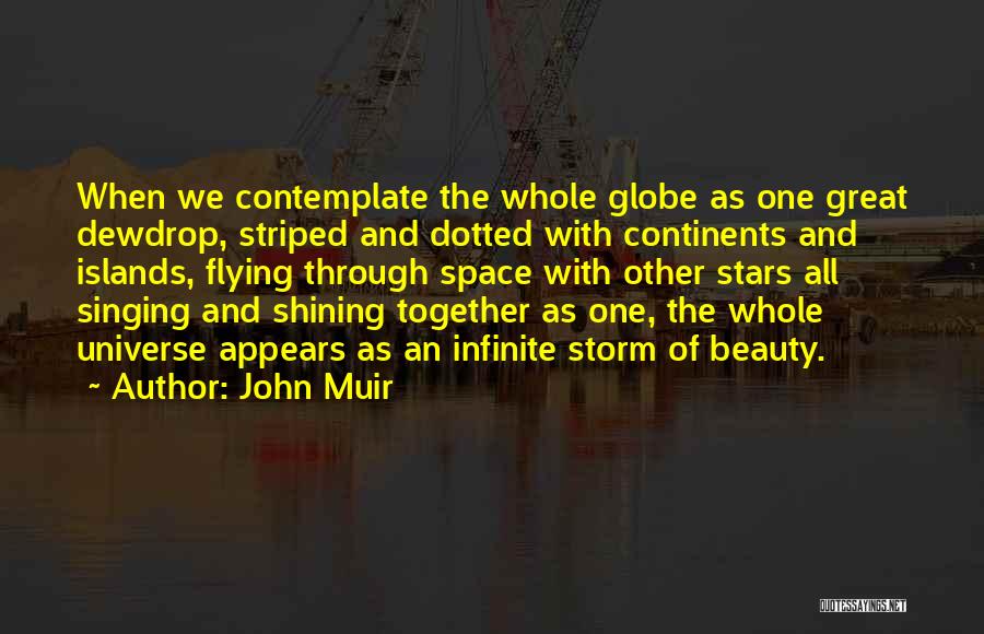 John Muir Quotes: When We Contemplate The Whole Globe As One Great Dewdrop, Striped And Dotted With Continents And Islands, Flying Through Space