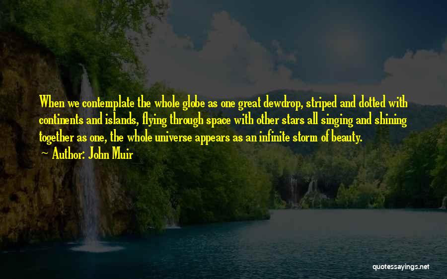 John Muir Quotes: When We Contemplate The Whole Globe As One Great Dewdrop, Striped And Dotted With Continents And Islands, Flying Through Space