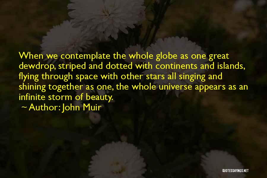 John Muir Quotes: When We Contemplate The Whole Globe As One Great Dewdrop, Striped And Dotted With Continents And Islands, Flying Through Space