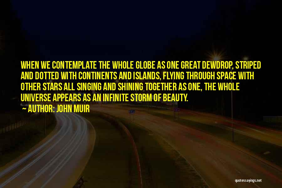 John Muir Quotes: When We Contemplate The Whole Globe As One Great Dewdrop, Striped And Dotted With Continents And Islands, Flying Through Space