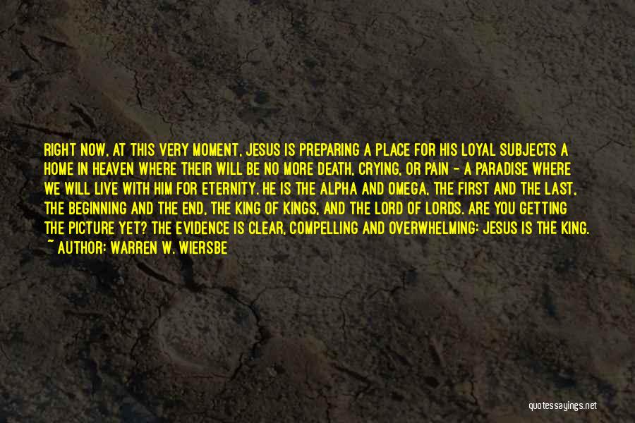 Warren W. Wiersbe Quotes: Right Now, At This Very Moment, Jesus Is Preparing A Place For His Loyal Subjects A Home In Heaven Where