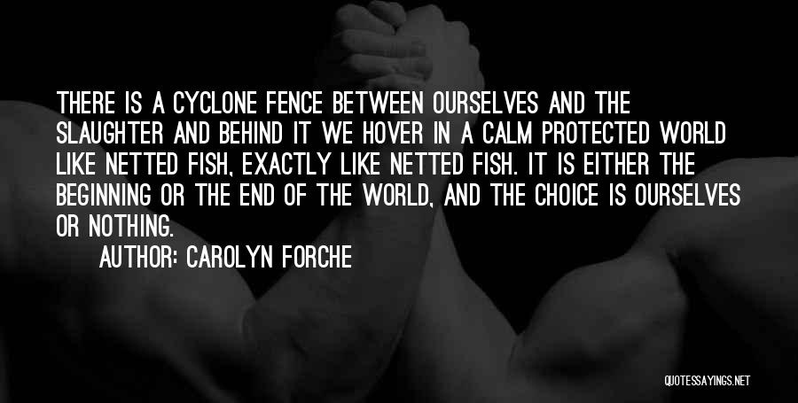 Carolyn Forche Quotes: There Is A Cyclone Fence Between Ourselves And The Slaughter And Behind It We Hover In A Calm Protected World