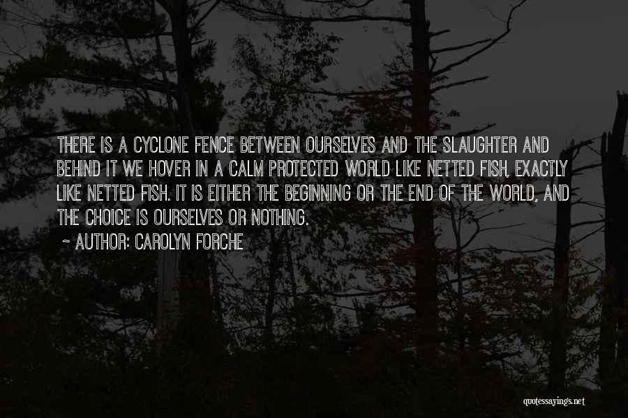 Carolyn Forche Quotes: There Is A Cyclone Fence Between Ourselves And The Slaughter And Behind It We Hover In A Calm Protected World