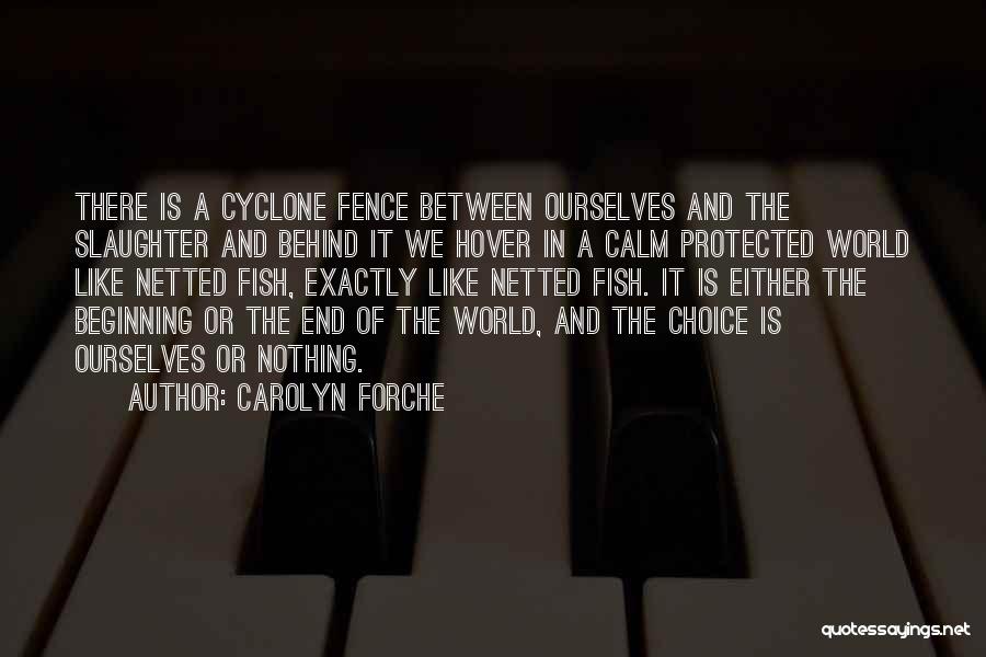 Carolyn Forche Quotes: There Is A Cyclone Fence Between Ourselves And The Slaughter And Behind It We Hover In A Calm Protected World