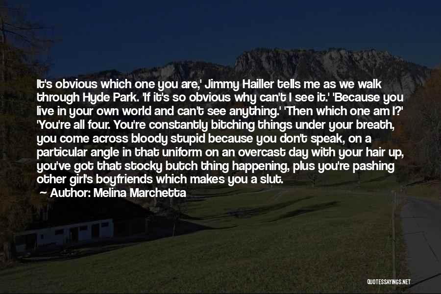 Melina Marchetta Quotes: It's Obvious Which One You Are,' Jimmy Hailler Tells Me As We Walk Through Hyde Park. 'if It's So Obvious