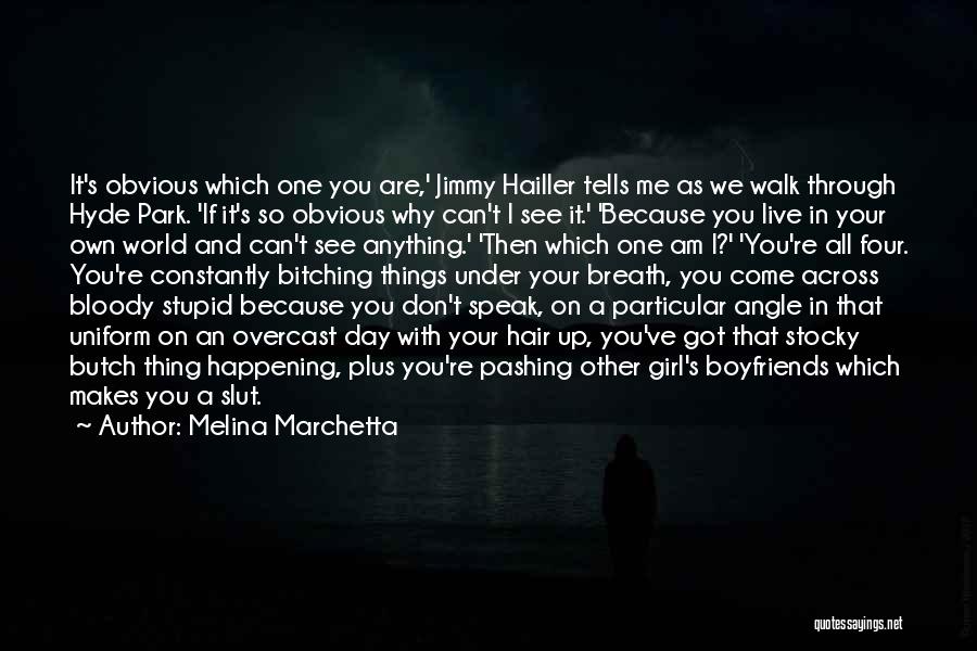 Melina Marchetta Quotes: It's Obvious Which One You Are,' Jimmy Hailler Tells Me As We Walk Through Hyde Park. 'if It's So Obvious