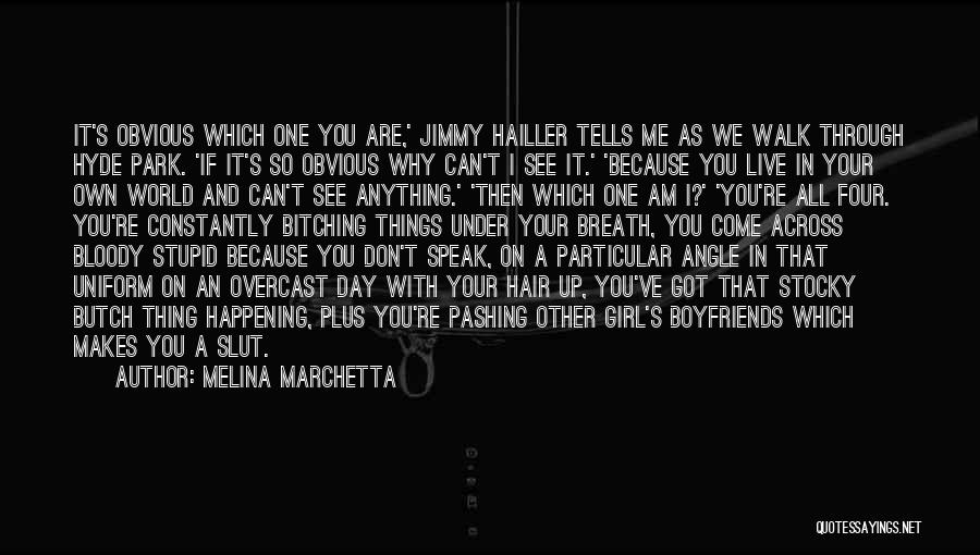 Melina Marchetta Quotes: It's Obvious Which One You Are,' Jimmy Hailler Tells Me As We Walk Through Hyde Park. 'if It's So Obvious