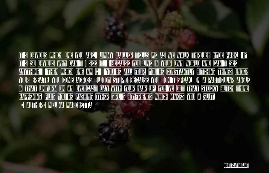 Melina Marchetta Quotes: It's Obvious Which One You Are,' Jimmy Hailler Tells Me As We Walk Through Hyde Park. 'if It's So Obvious