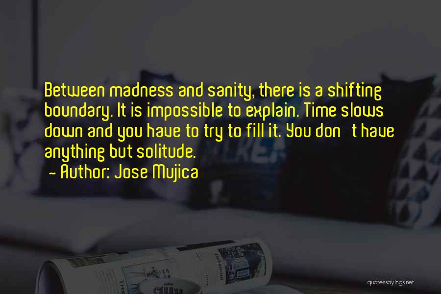 Jose Mujica Quotes: Between Madness And Sanity, There Is A Shifting Boundary. It Is Impossible To Explain. Time Slows Down And You Have