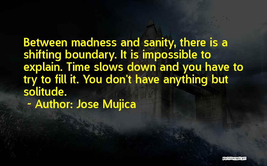 Jose Mujica Quotes: Between Madness And Sanity, There Is A Shifting Boundary. It Is Impossible To Explain. Time Slows Down And You Have