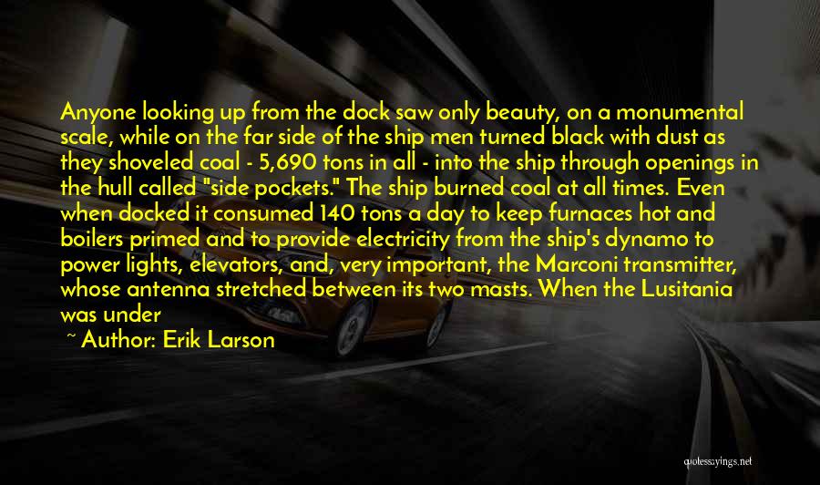 Erik Larson Quotes: Anyone Looking Up From The Dock Saw Only Beauty, On A Monumental Scale, While On The Far Side Of The